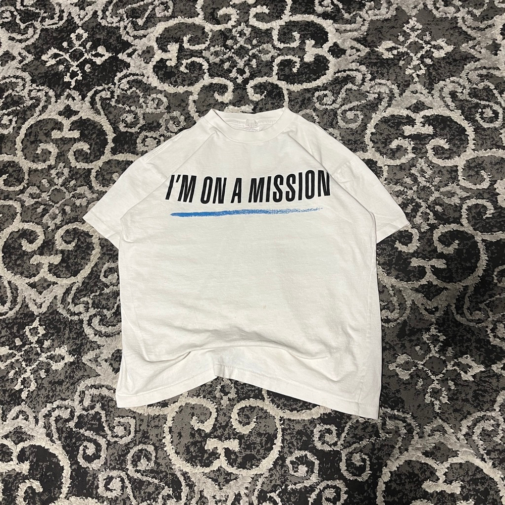 Men's Unbranded White Blue Graphic Short Sleeve Tee XL